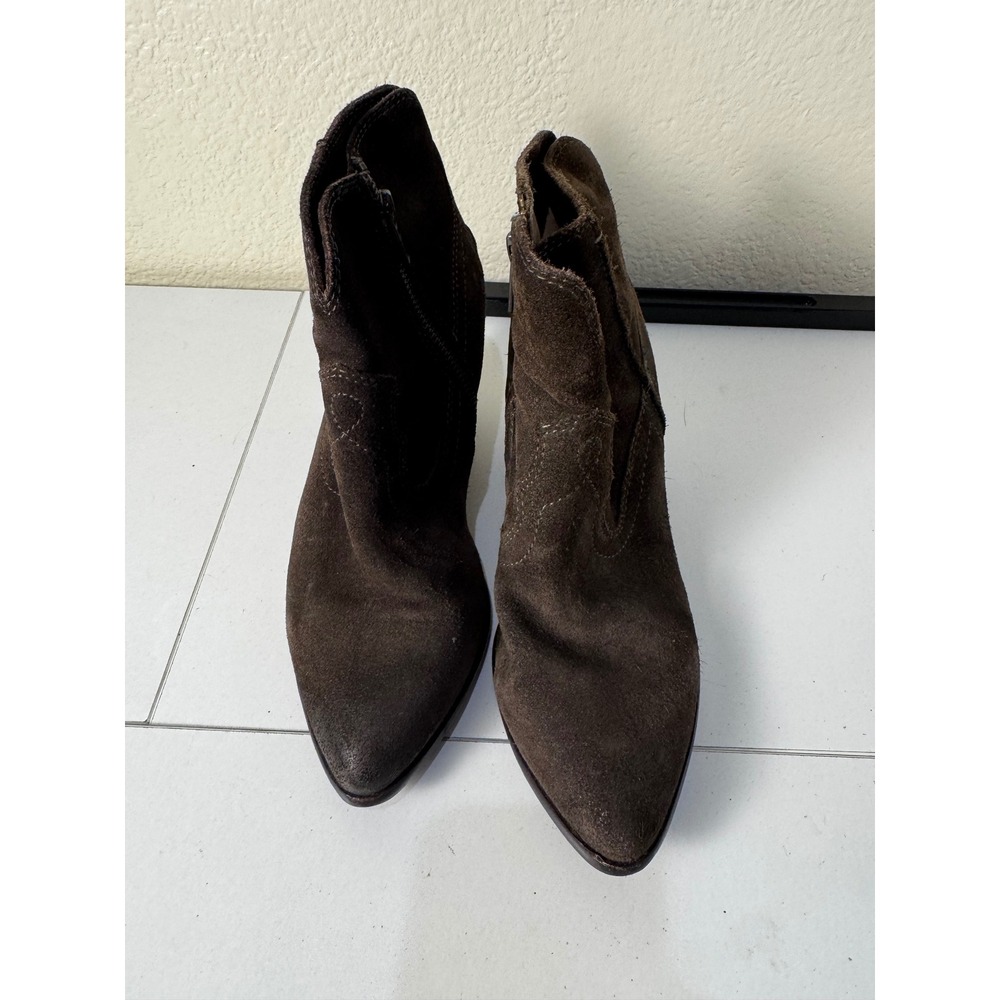 Frye‎ Suede Ankle Boots Women 8 Brown Western Block Heel Minimalist Boho